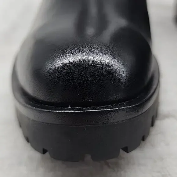 🐉KARL LAGERFELD🐉PORSHAY🐉PARIS BLACK LEATHER CHUNKY LUG SOLE LADIES 6.5 NWOB